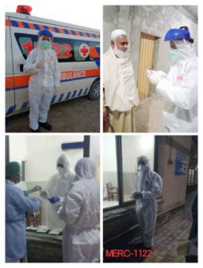 Read more about the article MERC 1122 Mobile Rapid Response Team (RRT) collecting samples of Corona Suspects for testing. MERC 1122 has deployed 8 mobile teams with fully equipped ambulance for Urban Rescue, Screening, Social Mobilization and Corona Sample Collection.