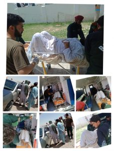 Read more about the article RTA responded by MERC Saranan. 01 person injured first aid given and refereed to SPH Quetta